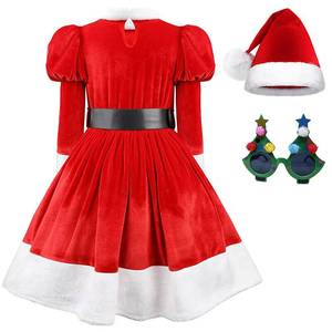 Disfraz de Mamá Noel de MS Best Made, Vestido de Terciopelo Rojo, Vestidos Navideños para Niñas - Product Image 2
