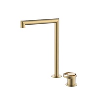 Robinet de lavabo moderne à trou unique en laiton brossé doré, à poignée unique, avec cartouche céramique, pour évier en plastique de cuisine et salle de sport