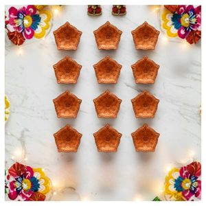 Handmade Traditional Clay Oil <b>Lamp</b> Set Design 7 Pack of 12 Decorative Mitti Diyas for Diwali Home Temple Office Festival Decor - Product Image 2
