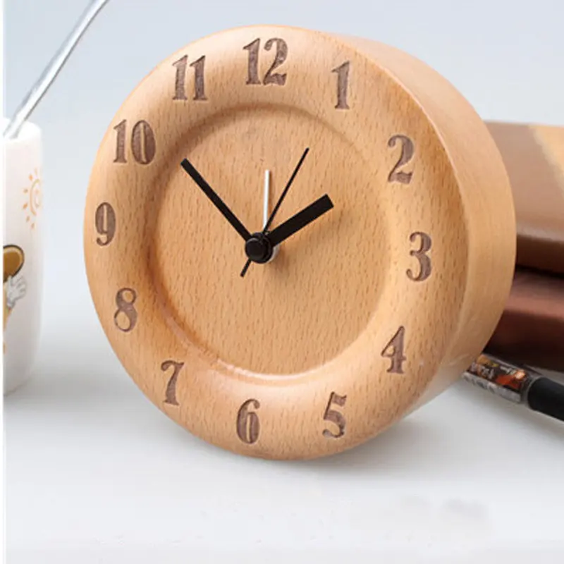 luxury modern classic home decor digital desktop table clocks smart mini office beech wood wooden table clock with alarm