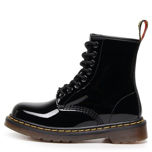 Botas de trabajo con acabado de espejo - botas cortas casuales de estilo británico de charol para mujer - zapatos de cuero genuino para hombre - Product Image 1