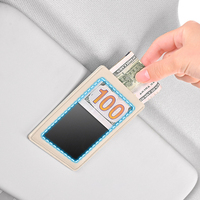 Organisateur universel en cuir pour pare-soleil de voiture, porte-cartes d'identité fin, porte-monnaie, pince pour permis de conduire et billets, compatible avec BMW, Toyota, Honda, Benz