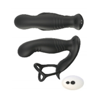 Masseur anal vibrant étanche avec télécommande sans fil, anneau double fin, verrouillage télescopique, pour exercices de prostate, à porter en extérieur