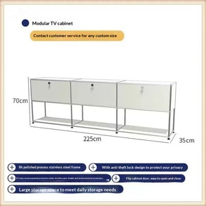 Meuble TV modulaire USMINS <span class=keywords><strong>en</strong></span> acier inoxydable avec rangement et buffet, idéal pour salon et chambre à coucher - Product Image 6