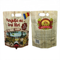 Pochette souple personnalisée 1,5 L pour vin rosé biologique avec robinet et poignées de transport, distributeur portable écologique pour le camping en extérieur