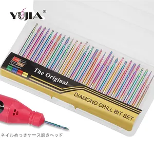 YUJIA 30 unids/set de color de arco iris de carburo de tungsteno de fresas de la cutícula de diamante uñas brocas conjunto de