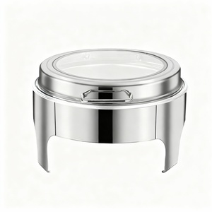 Plat de service en acier inoxydable pour buffet, chauffe-plats avec supports à combustible, bac à eau amovible, pour traiteur et service de réceptions, facile à nettoyer - Product Image 1