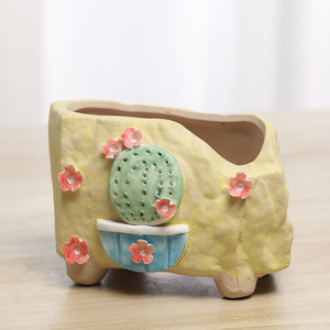 Vẽ tay hoa ba chiều Chậu Nhiều cây độc đáo trang trí vườn gốm không khí lưu thông chân lấy cảm hứng từ nhân tạo - Product Image 3