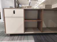 Bureau de direction moderne haut de gamme en forme de L, panneau en bois massif, durable et écologique, tiroir de rangement, usage commercial