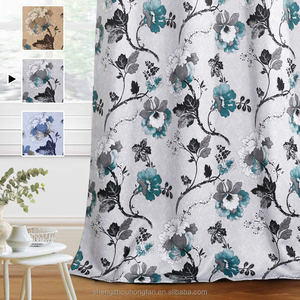 Rideaux occultants Rideau à imprimé floral en polyester Rideaux de fenêtre à œillets isolés thermiquement-Floral traditionnel en sauge et marron - Product Image 3