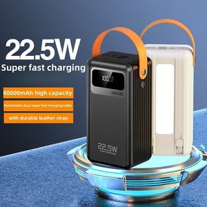 Nouveau produit 22.5W charge super rapide 80000mAh batterie externe avec 2 câbles lumière de <span class=keywords><strong>camping</strong></span> alimentation mobile affichage à LED - Product Image 5