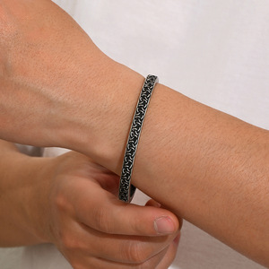 Bracelet vintage en acier inoxydable pour homme, style nordique, nœud triangulaire viking, rune Odin <span class=keywords><strong>Aegis</strong></span>, bijoux punk - Product Image 2