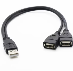 Kabel Data Hitam Dual <span class=keywords><strong>USB</strong></span> 2.0 A Male to Dual Female, kabel Data pemisah daya pengisian daya <span class=keywords><strong>USB</strong></span> 2 in 1, kabel ekstensi <span class=keywords><strong>USB</strong></span> - Product Image 1