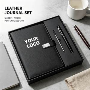 Stylo d'entreprise avec impression de logo personnalisé pour la promotion, ensemble cadeau de carnets en cuir rigide avec carnet - Product Image 1