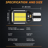 Ampoule LED de voiture T15 W16W 4014 54SMD Canbus sans erreur DC12-24V, feux de recul, feux de stationnement, feux de signalisation, super lumineux