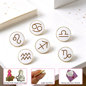 Pegatinas de esmalte del zodíaco para teléfono, calcomanías personalizadas de <span class=keywords><strong>horóscopo</strong></span> para dispositivos, recuerdos metálicos de astrología, regalos de planetario, directo de fábrica, MOQ bajo - Product Image 3
