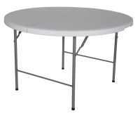 Table pliante portable ronde de 120 cm pour pique-nique en plein air, patio, table pliante en plastique HDPE blanche de 4 pieds pour le camping