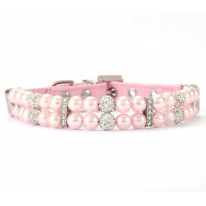 진주 강아지 보석 결혼식 및 생일 파티 소년 소녀 새끼 고양이를위한 크리스탈 라인 석 다이아몬드와 고양이 개 목걸이 - Product Image 1