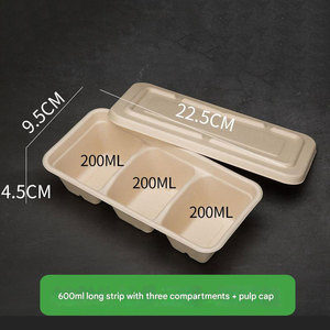 Eco Friendly <b>Biodegradable</b> Microwavable Recyclable Disposable Bagasse 600ml 1100ml Takeaway <b>Packaging</b> Lid 2 3 Compartment Food - Product Image 5