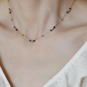 Collier fin style Bohème en acier inoxydable plaqué or 18 carats avec breloque délicate et perles boule, 20 pouces, pour femme, idéal anniversaire - Product Image 3