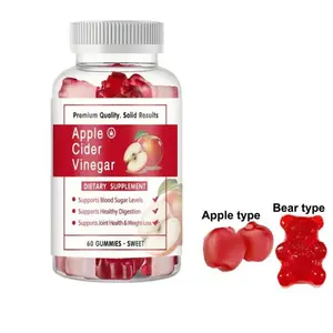 Elemen penting cuka sari apel Gummies dengan Vegan ACV dengan asam folat dan Vitamin B6 & B12 suplemen