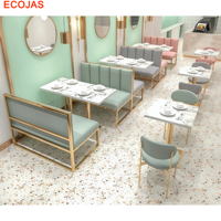 Ensemble de mobilier de restaurant Pastel avec bancs, chaises et tables à manger à structure métallique
