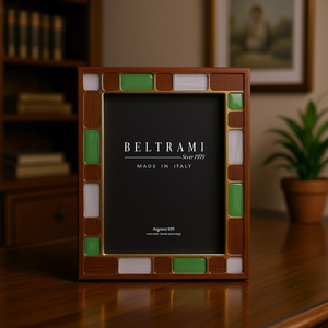 Cadre photo élégant fait main Beltrami, plaqué argent, structure en bois rectangulaire, fabriqué en Italie, 9x13 cm - Product Image 3