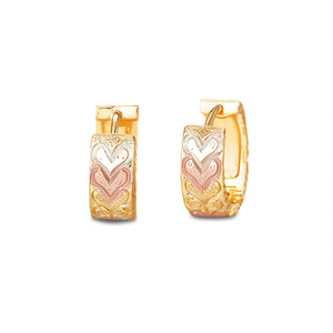 Orecchini a Cerchio a Cuore Placcati Oro per Donna, Romantici per l'Uso Quotidiano, Finitura Oro 18K, Design Multicolore con Incastonatura a Castone - Product Image 1