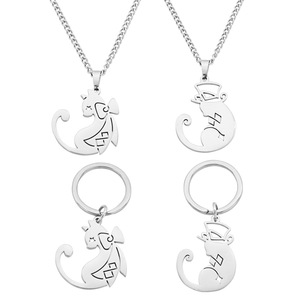 สร้อยคอสแตนเลสสตีลของนักมายากลสร้อยคอพร้อมจี้รูปแมวเครื่องประดับคอสเพลย์สำหรับผู้หญิงผู้ชาย - Product Image 1