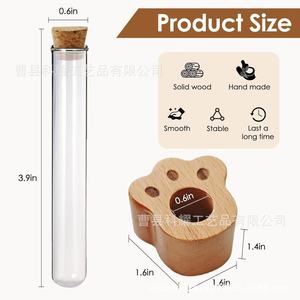 Wooden <b>Cat</b> Whisker Keepsake Box Paw Shape Test Tube Base Pet Hair Storage Handmade Solid Wood Secure Design - Product Image 4