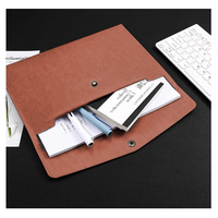 Carpeta de Archivos A4 Personalizada en Oferta, Estilo Vintage, Portadocumentos Impermeable de PU con Botón para Viajes, Tarjetas de Visita y Documentos