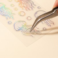 Autocollant personnalisé en PET transparent argenté avec feuille holographique, imperméable, pour journalisation DIY, feuille d'autocollants transparente