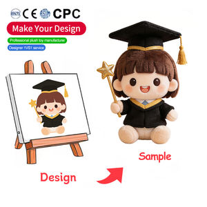 دمى قطيفة مخصصة من المصنع، هدايا تخرج 2026-2027، دمى لطيفة لتخفيف التوتر مع قبعة البكالوريوس - Product Image 1