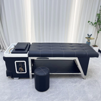 Chaise de massage professionnelle de luxe pour le lavage des cheveux lit à shampooing tête de spa thérapie par l'eau lit à shampooing noir avec vapeur