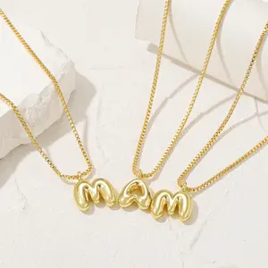 Custom 3D Bubble Initial Letter Necklace Personalized Balloon Alphabet Letter Pendant Best Gifts