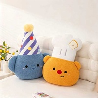 Coussin en peluche mignon de chef animal de dessin animé, ours, chien, éléphant, doux et moelleux, pour la décoration de chambre d'enfant, jouet en peluche personnalisé OEM ODM