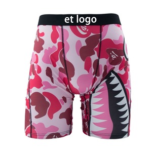 Boxer da Uomo a Vita Media Traspiranti Antibatterici con Stampa Geometrica e Logo in Tessuto Lavorato a Maglia, Modello Sportivo Esteso - Product Image 6