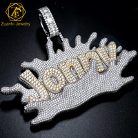 Pendentif Moissanite Personnalisé avec Lettre, en Argent Sterling 925, Style Hip Hop Iced Out, Bijou Rond Brillant et Taille Baguette, Cadeau