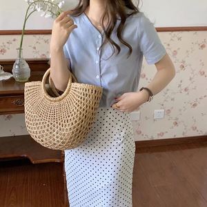 Bolso de mano Mega de lino tejido a mano para pajitas, mini bolsos bonitos de lino puro para niños, estilo Hobo, para libros y objetos planos. - Product Image 3
