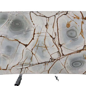 High End Blue Rome Luxury Nature Net Pattern Losa de mármol azul para juegos de mesa y silla - Product Image 3