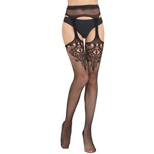 best thigh highs for garter belt Net Stockings with Attached Lace Top Garter Belt main image 1