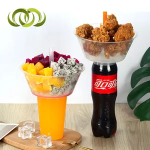 Wholesale Share Takeaway Beverage Drinking Cups Chips Fruits Containers Disposable Plastic Snack Tray Holder