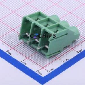 DB910-6.35-3P-GN-S Screw Terminal Block Through hole Component (THT),P=6.35mm Connector 1x3P 6.35mm Green Through Hole - Product Image 1