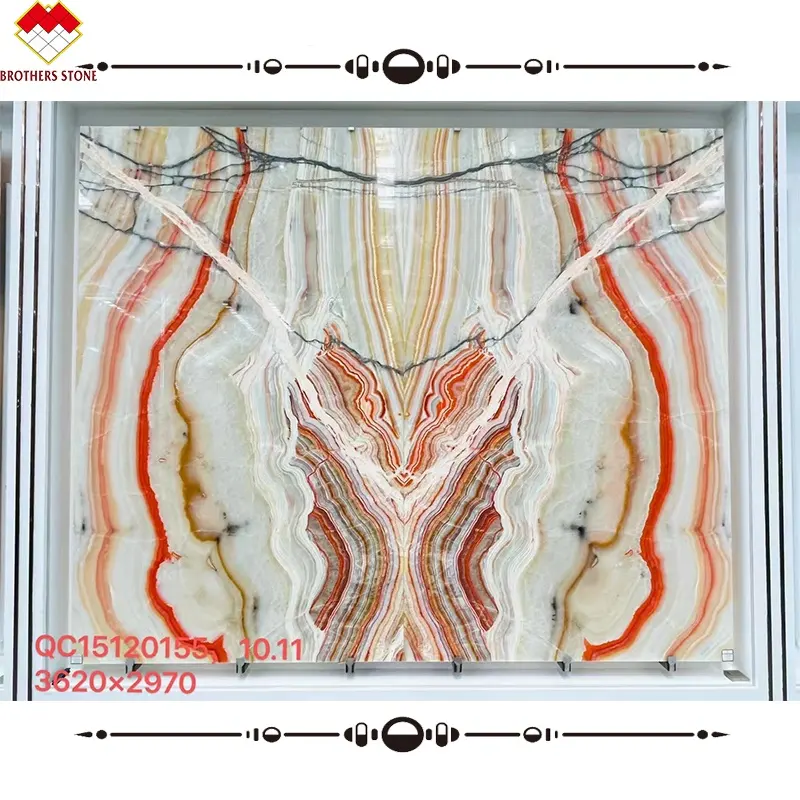Boek Matched Multi Gekleurde Onyx Plaat Agaat Steen Top Kwaliteit Regenboog/Geel Onyx Marmer Voor Wandbekleding