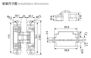 180 Degree 3d Adjustable Concealed Hinge 30x130mm Zinc+aluminum Material 60kg Door Wooden Hidden Bld-g130 180 Degree Opening - Product Image 5