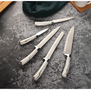 Household Metal Kitchen <b>Knife</b> Set Slicing <b>Bread</b> Utility Fruit <b>Knives</b> Sharpener Chef <b>Knife</b> With Acrylic Block - Product Image 6
