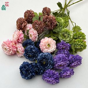 Fleurs artificielles de pivoine Hua Ding à 6 têtes en soie pour décoration de mariage, chemin de table et arrangement de salon - Product Image 4