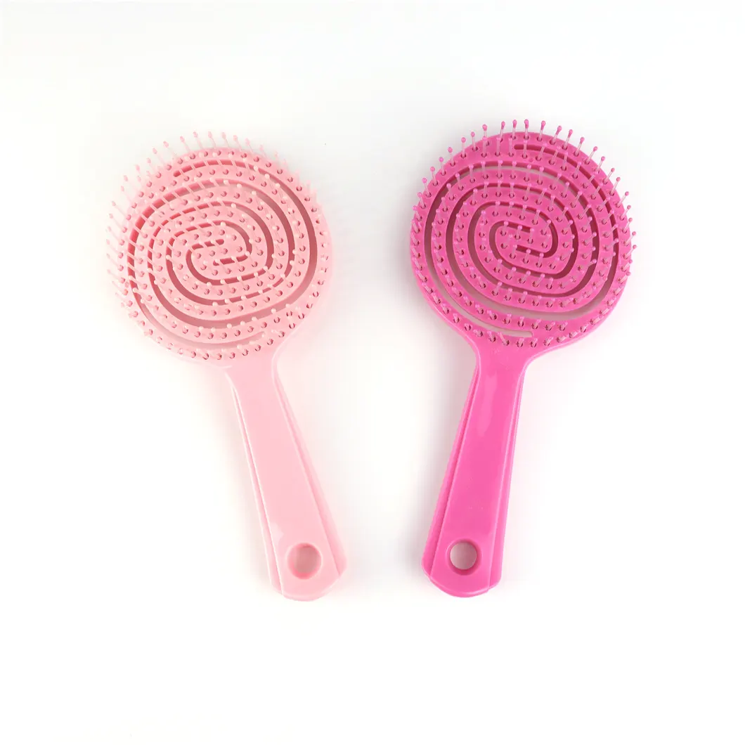 Hollow out lollipop round fluffy hair comb massage comb