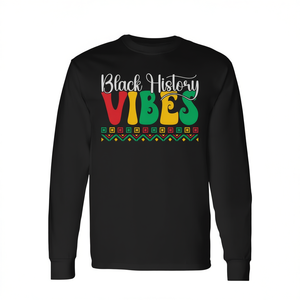 T-Shirt a Maniche Lunghe Unisex con Stampa Digitale 'Black History Vibes', Girocollo, Promozionale per Adulti - Product Image 2