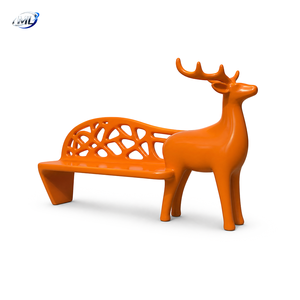 Banc en fibre de verre en forme de cerf orange, siège sculptural pour patio extérieur, couleur personnalisée, OEM ODM - Product Image 5